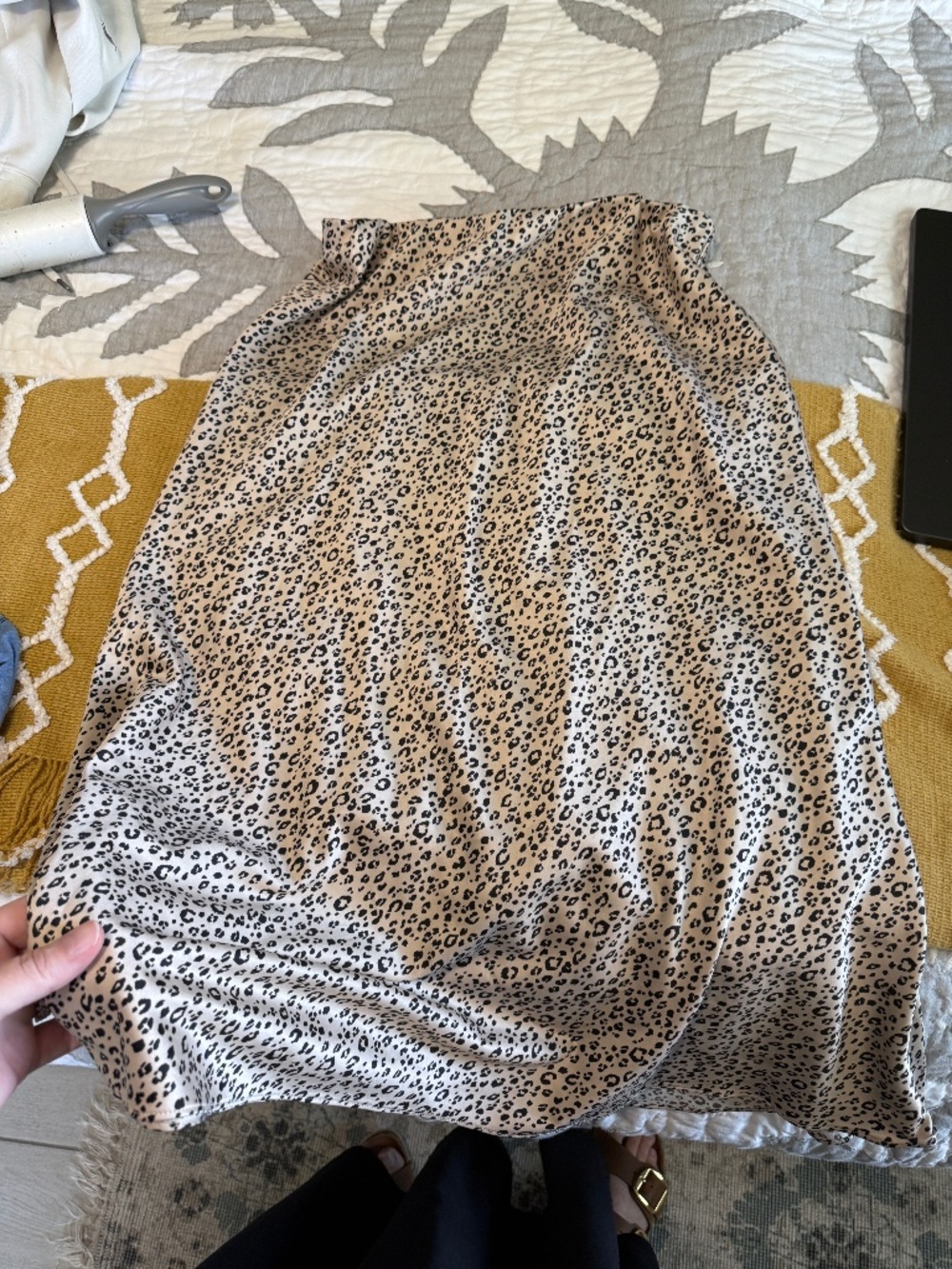 Leopard print slip skirt